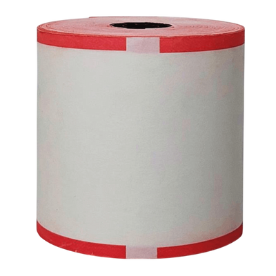 ROLLO PAPEL QUÍMICO FRANJA ROJA, IDENTIFICADOR DE PRENDAS
